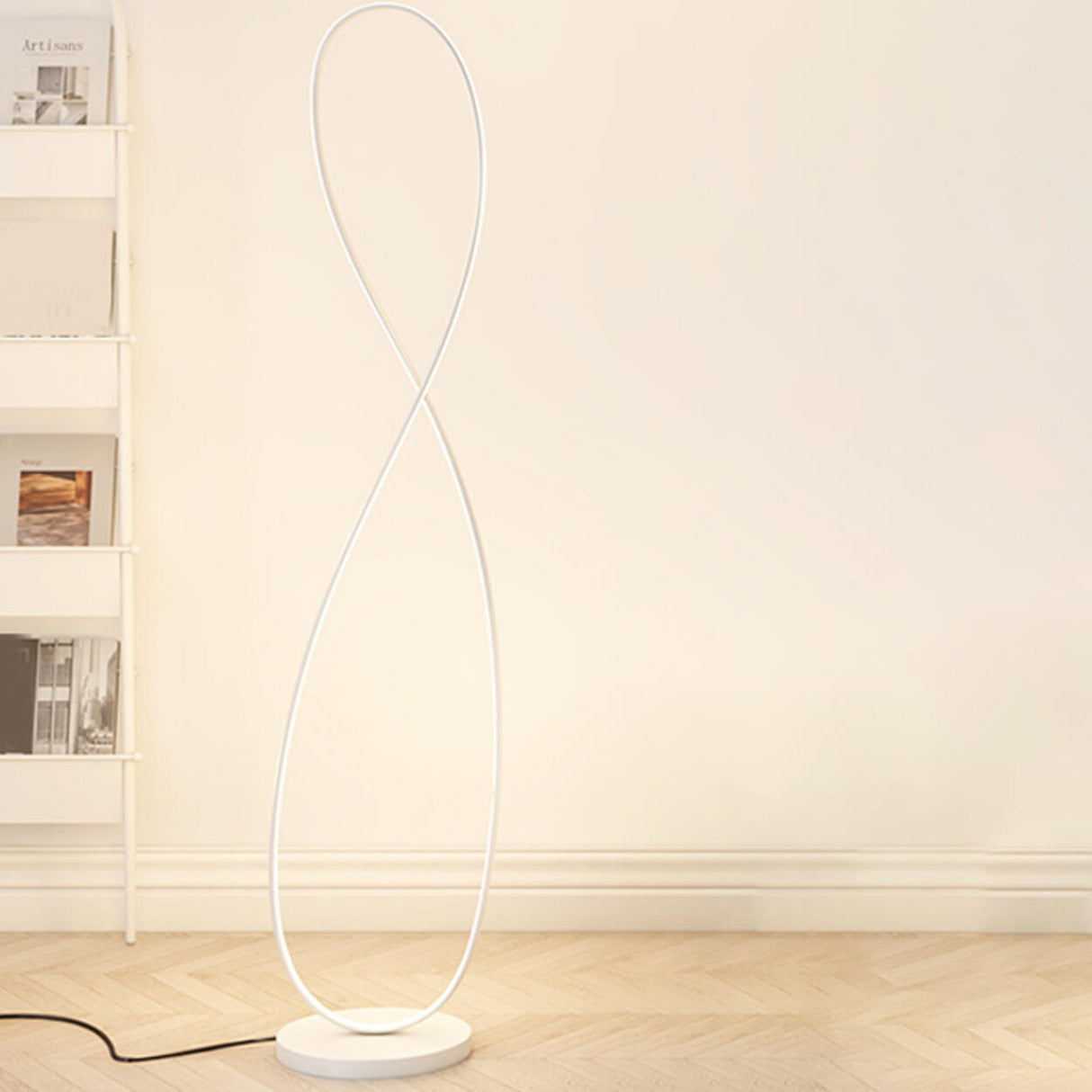 Artistic Modern White Spiral LED Metal Floor Lamp Image - 13