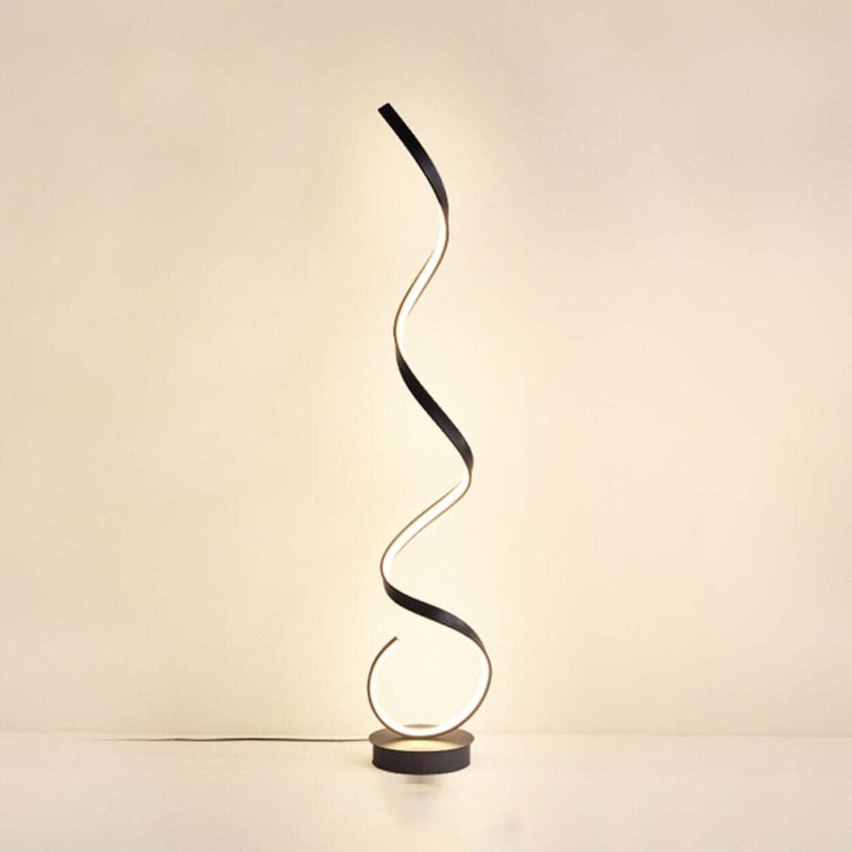 Artistic Modern White Spiral LED Metal Floor Lamp Image - 15