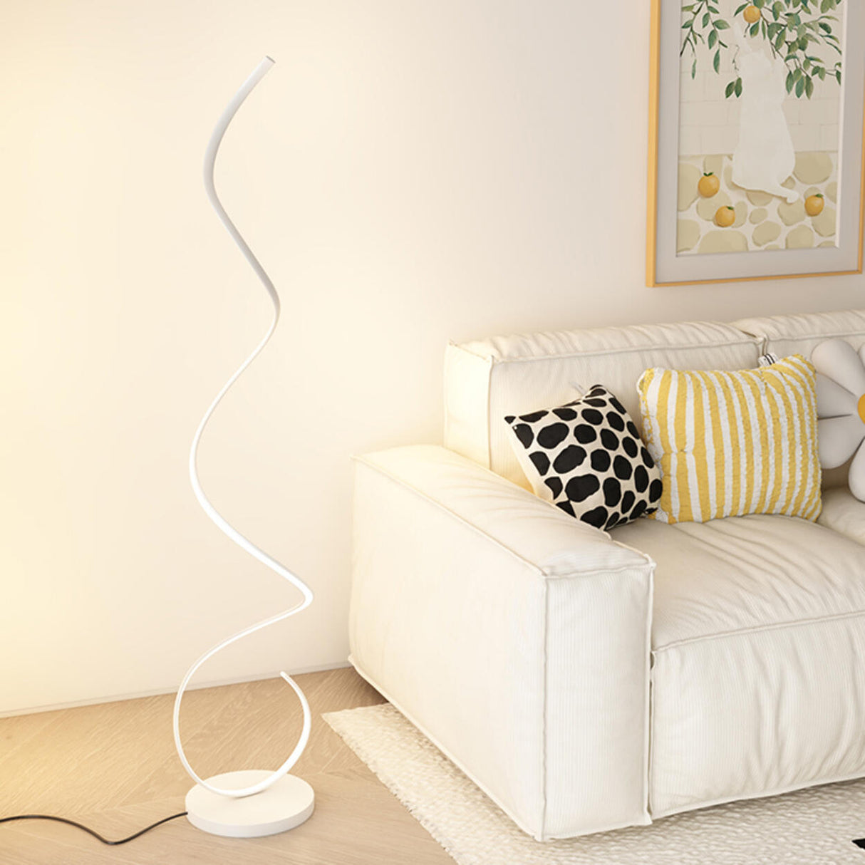 Artistic Modern White Spiral LED Metal Floor Lamp Image - 19