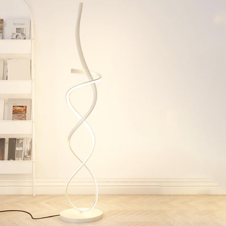 Artistic Modern White Spiral LED Metal Floor Lamp Image - 2