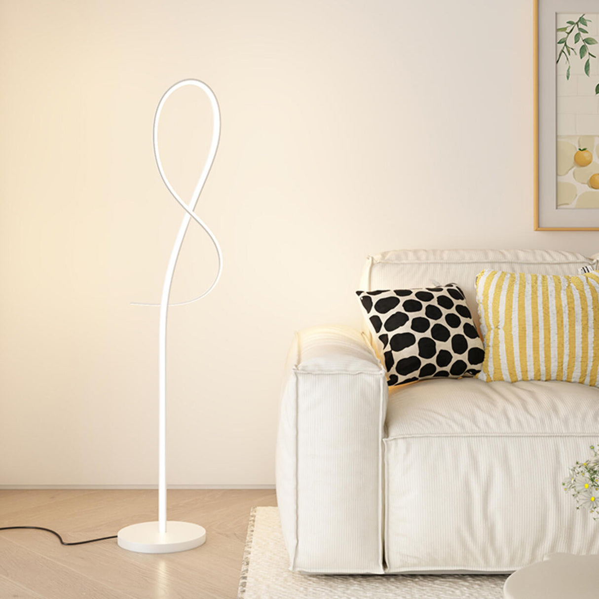 Artistic Modern White Spiral LED Metal Floor Lamp Image - 8