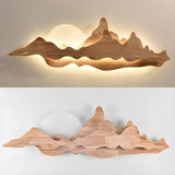 Artistic Mountain Landscape and Round Wood Wall Lamp Image - 11