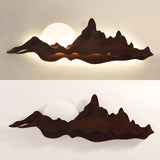 Artistic Mountain Landscape and Round Wood Wall Lamp Image - 8