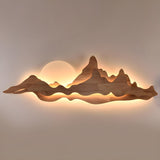 Artistic Mountain Landscape and Round Wood Wall Lamp Image - 9