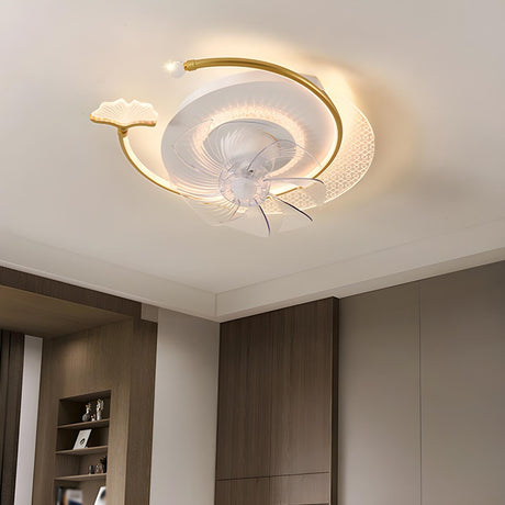 Artistic Nordic Arc LED Ginkgo Leaf Ceiling Fan Light Image - 1