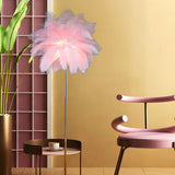 Artistic Pink Feather and Gold Stand Floor Lamp Image - 10