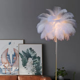 Artistic Pink Feather and Gold Stand Floor Lamp Image - 13