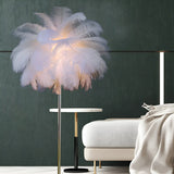 Artistic Pink Feather and Gold Stand Floor Lamp Image - 4