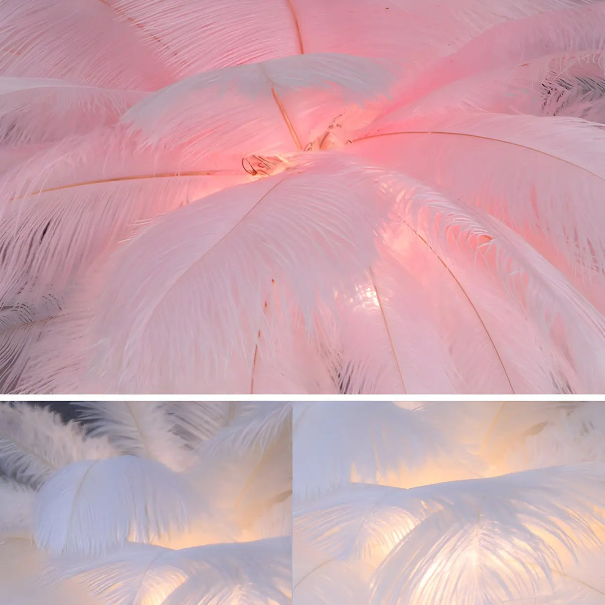 Artistic Pink Feather and Gold Stand Floor Lamp Image - 8