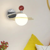 Artistic Planet White Frosted Glass Globe Wall Sconce Image - 9