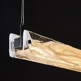 Artistic Rectangular Wavy Glass Island Pendant Light Image - 10