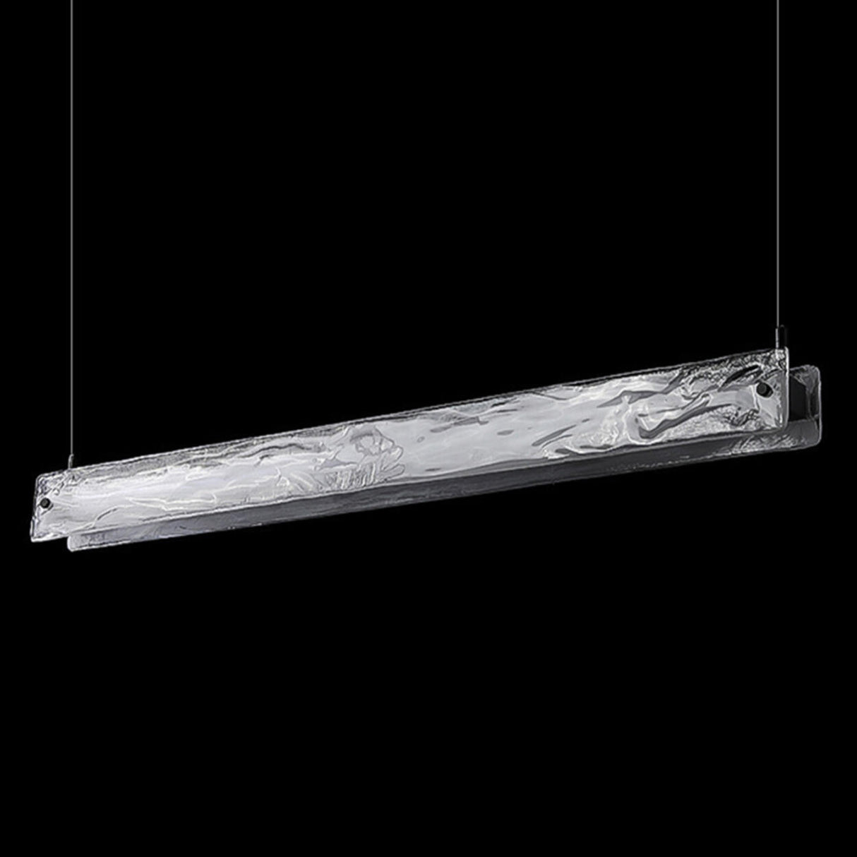 Artistic Rectangular Wavy Glass Island Pendant Light Image - 8