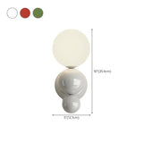 Artistic Red and White Globe Bedroom Wall Sconce #size