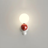 Artistic Red and White Globe Bedroom Wall Sconce Image - 6