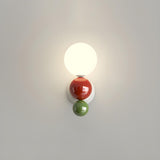 Artistic Red and White Globe Bedroom Wall Sconce Image - 7