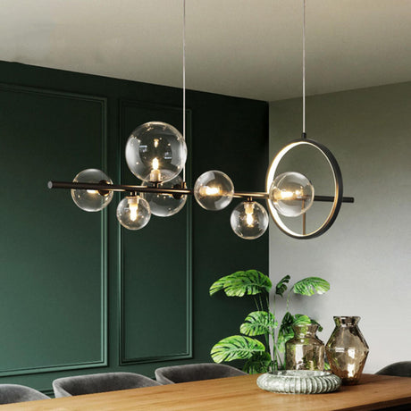 Artistic Ring Glass Globe Kitchen Island Chandelier Image - 1