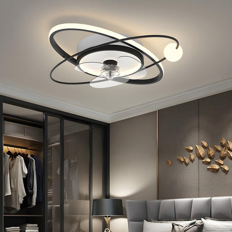 Artistic Ring Track Modern Ceiling Fan with LED Light Image - 1