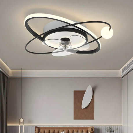 Artistic Ring Track Modern Ceiling Fan with LED Light Image - 2