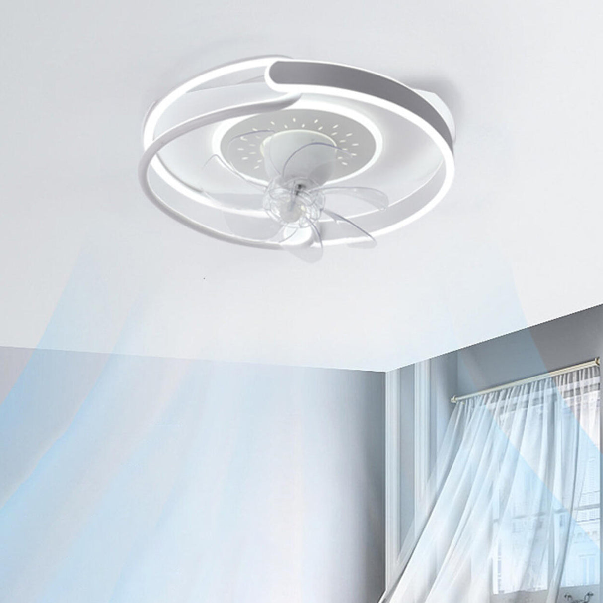 Artistic Ring White LED Ceiling Fan with Light Image - 14