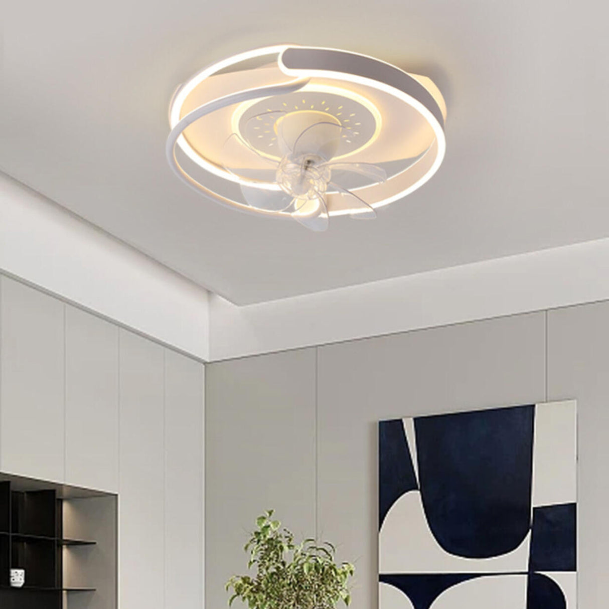 Artistic Ring White LED Ceiling Fan with Light Image - 7