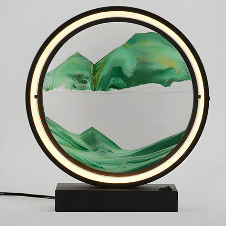 Artistic Round Landscape Painting Decorative Table Lamp Image - 2