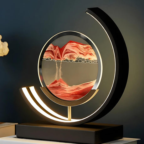 Artistic Round Sand Painting Atmosphere Table Lamp Image - 1