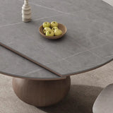 Artistic Round Sintered Stone Dining Table Grey Extendable Image - 11