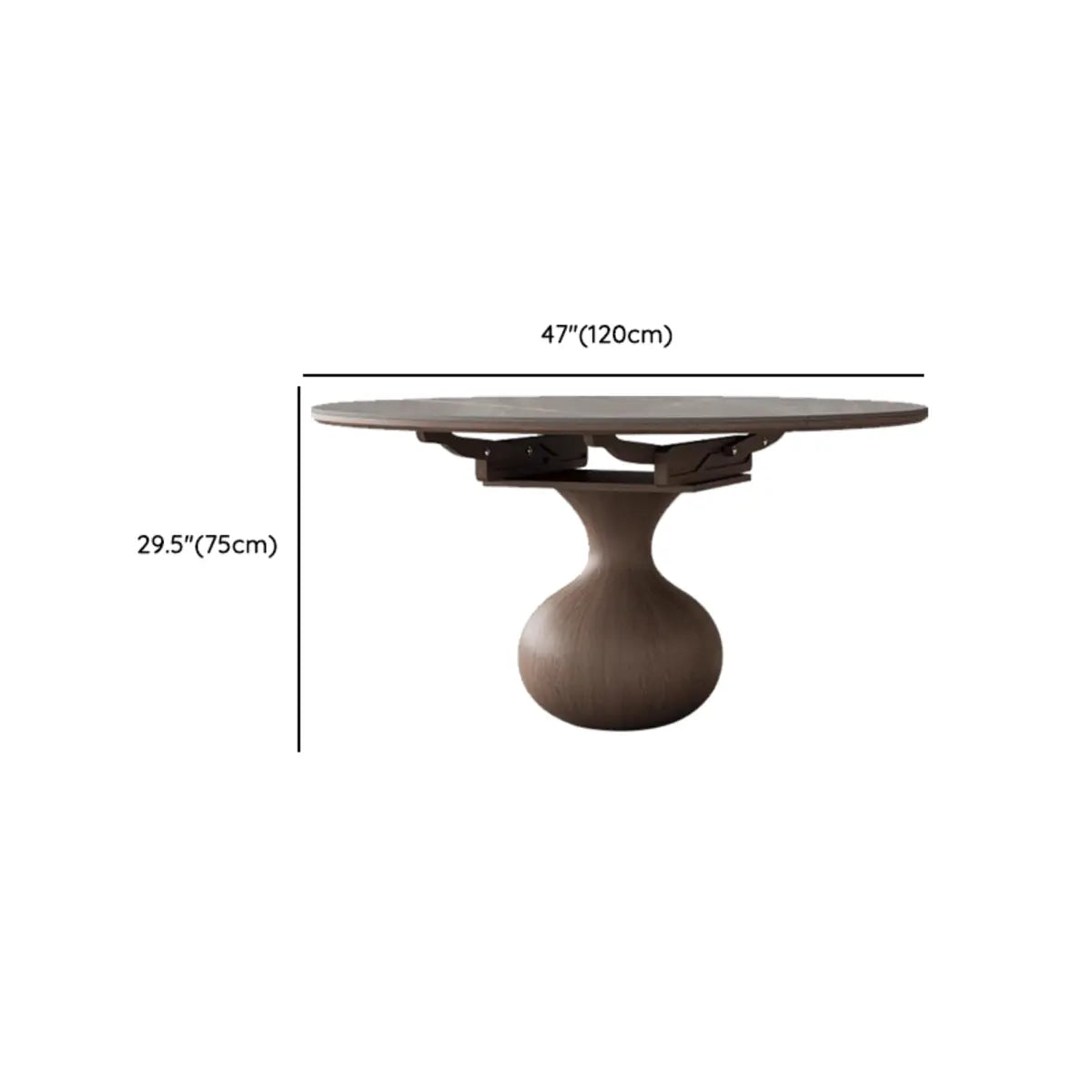 Artistic Round Sintered Stone Dining Table Grey Extendable 