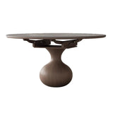 Artistic Round Sintered Stone Dining Table Grey Extendable Image - 5