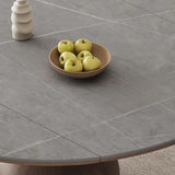 Artistic Round Sintered Stone Dining Table Grey Extendable Image - 6