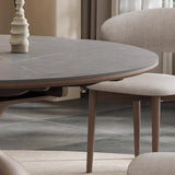 Artistic Round Sintered Stone Dining Table Grey Extendable Image - 8