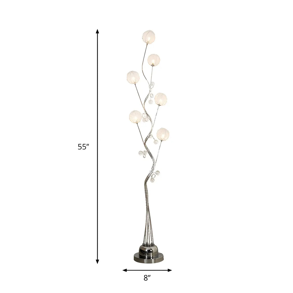 Artistic  Sliver Branch and Chrysanthemum Floor Lamp 