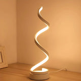 Artistic Spiral Wooden Acrylic Shade LED Table Lamp Image - 1