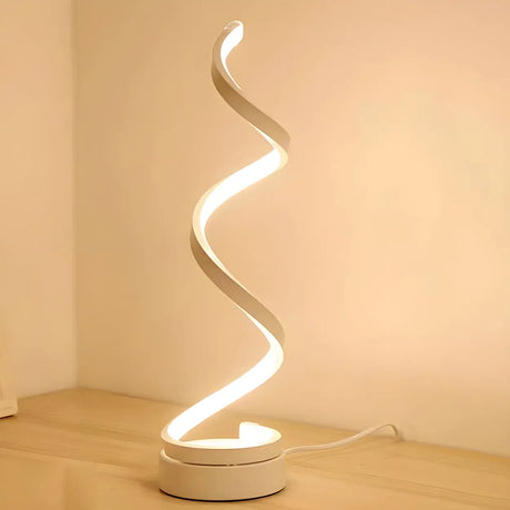 Artistic Spiral Wooden Acrylic Shade LED Table Lamp Image - 2