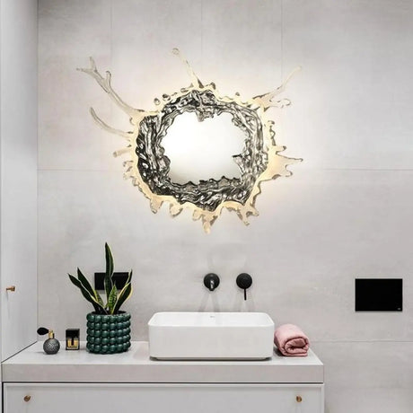 Artistic Splash Shape Silver Steel LED Vanity Light Image - 2