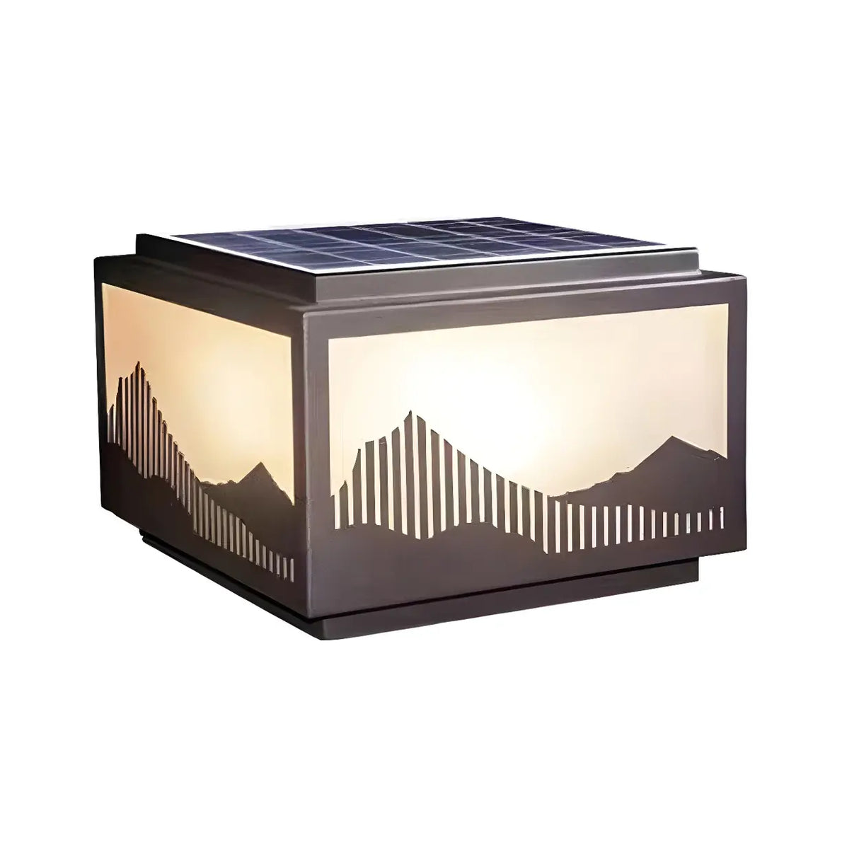 Artistic Square Hill Pattern Metal Outdoor Table Lamp Image - 6