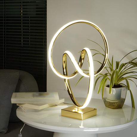 Artistic Stylish Gold Spiral Strip Metal Table Lamp Image - 1