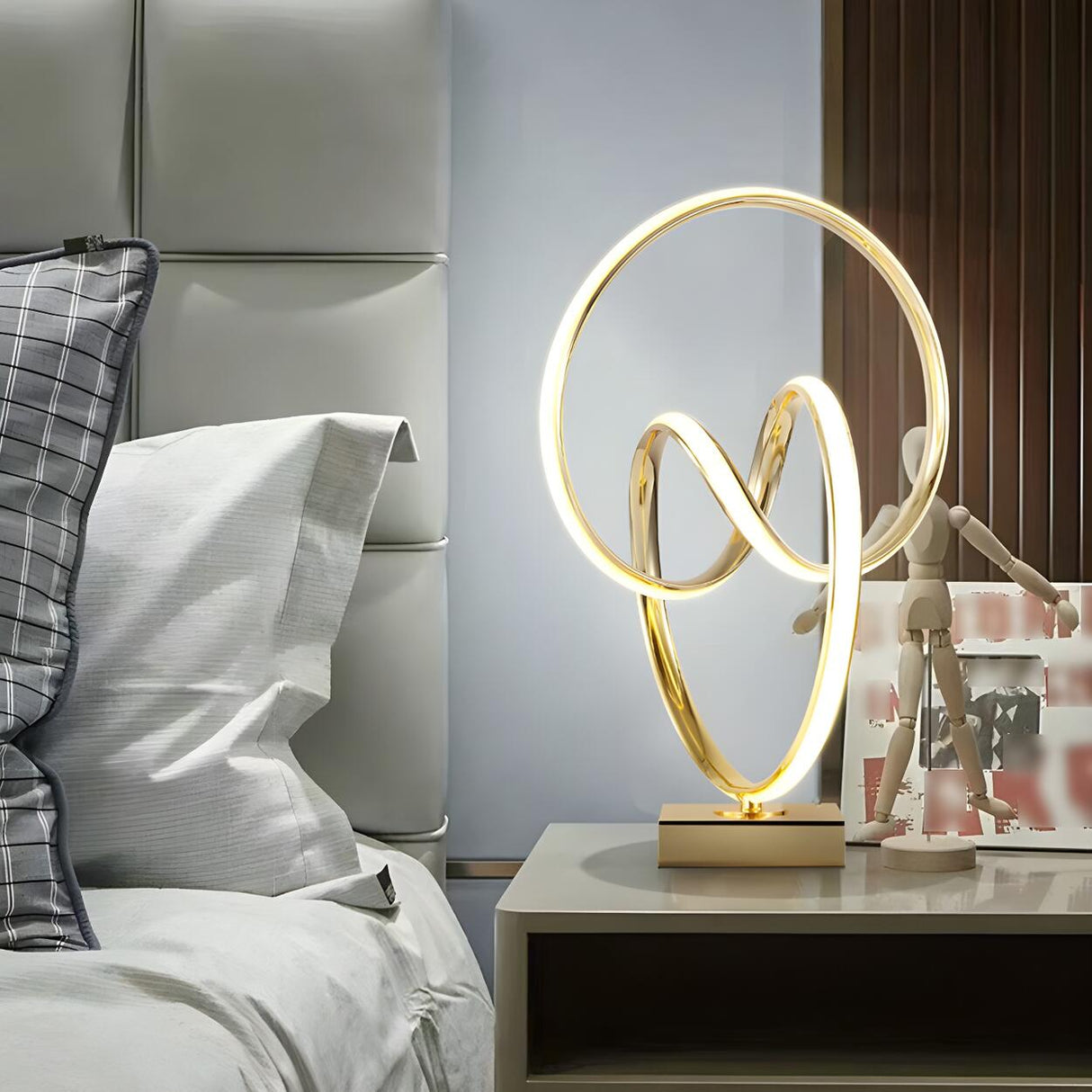 Artistic Stylish Gold Spiral Strip Metal Table Lamp Image - 14