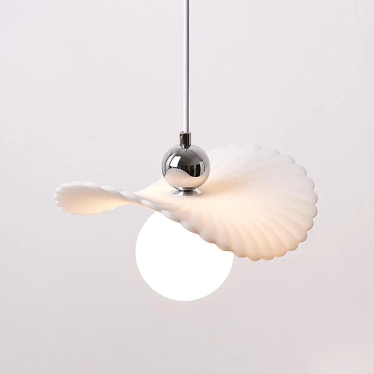 Artistic Stylish Round White Glass Globe Pendant Light Image - 12