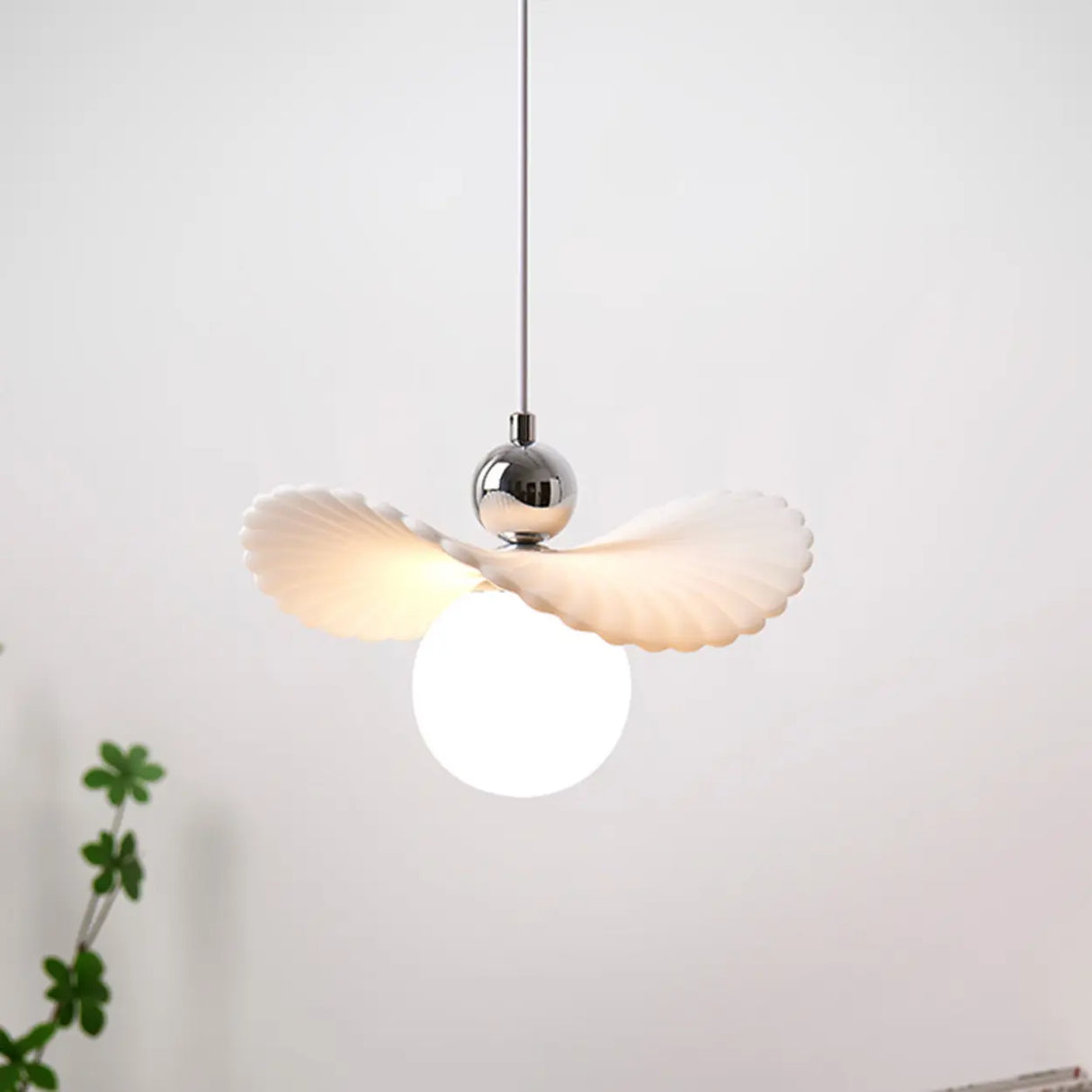 Artistic Stylish Round White Glass Globe Pendant Light Image - 4