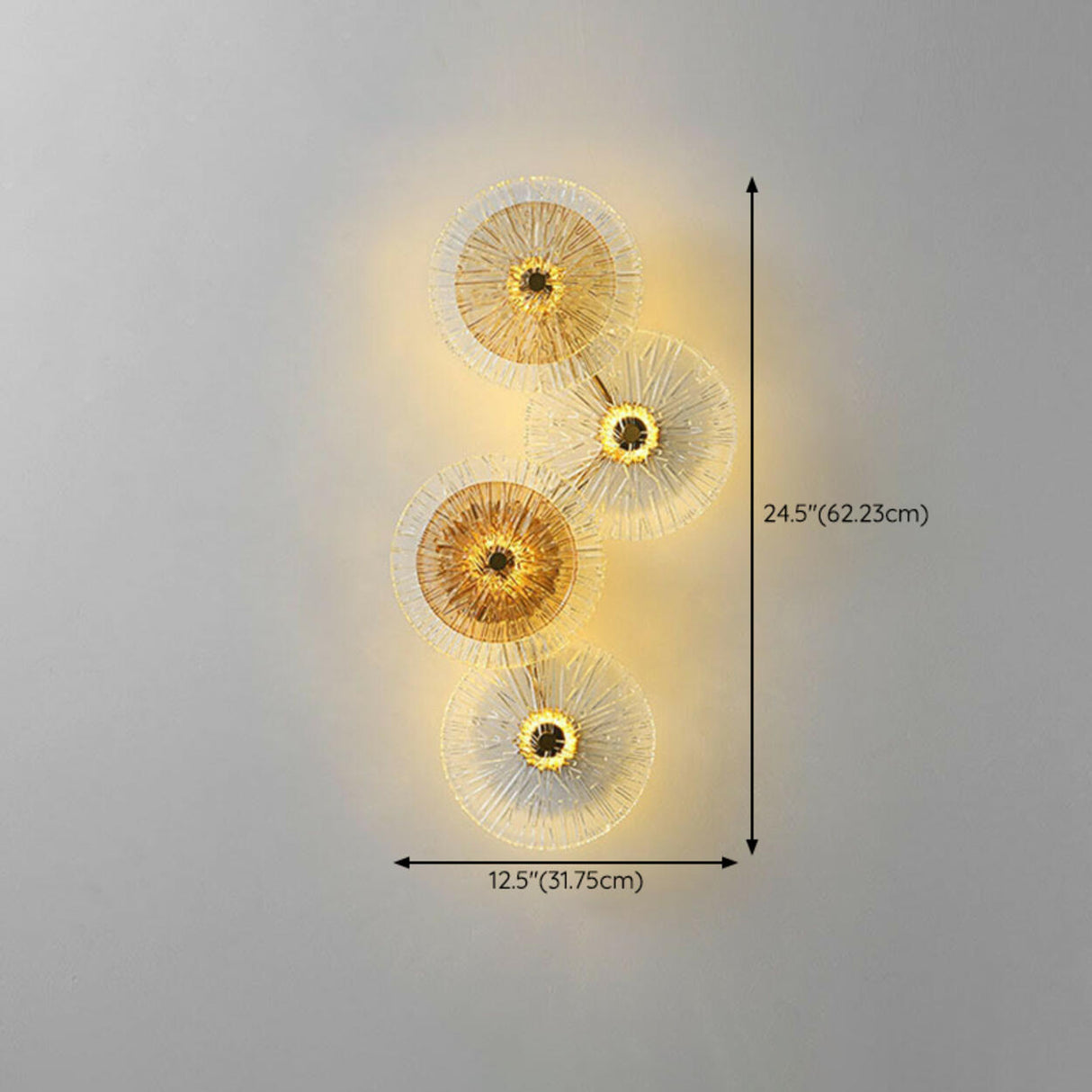 Artistic Tiered Glass Discs Gold Metal Wall Sconce Image - 18