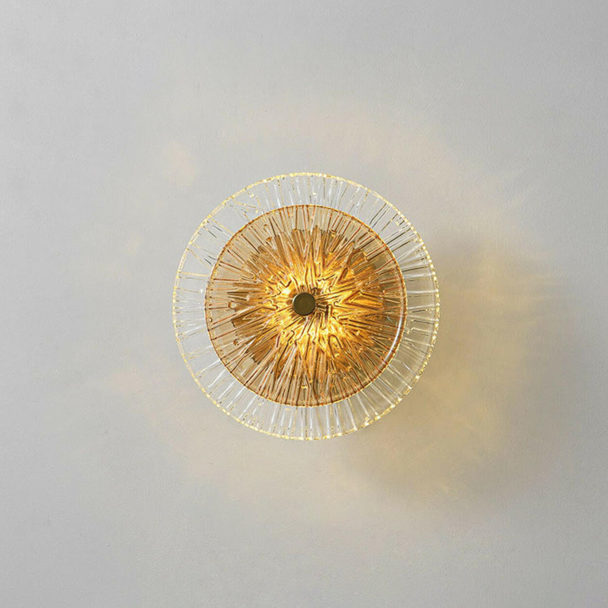 Artistic Tiered Glass Discs Gold Metal Wall Sconce Image - 2