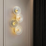 Artistic Tiered Glass Discs Gold Metal Wall Sconce Image - 5