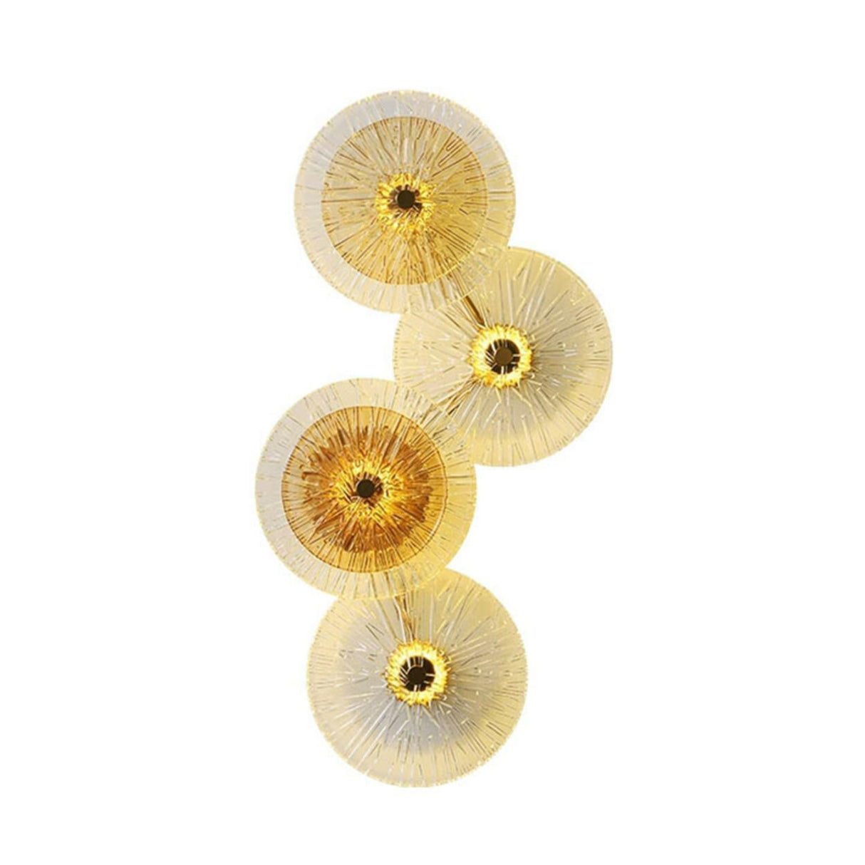 Artistic Tiered Glass Discs Gold Metal Wall Sconce Image - 6