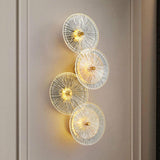 Artistic Tiered Glass Discs Gold Metal Wall Sconce Image - 7