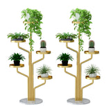 Artistic Tree Shape Tiered Tray Metal Plant Stand Gold Image - 10