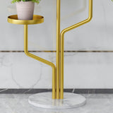 Artistic Tree Shape Tiered Tray Metal Plant Stand Gold Image - 16