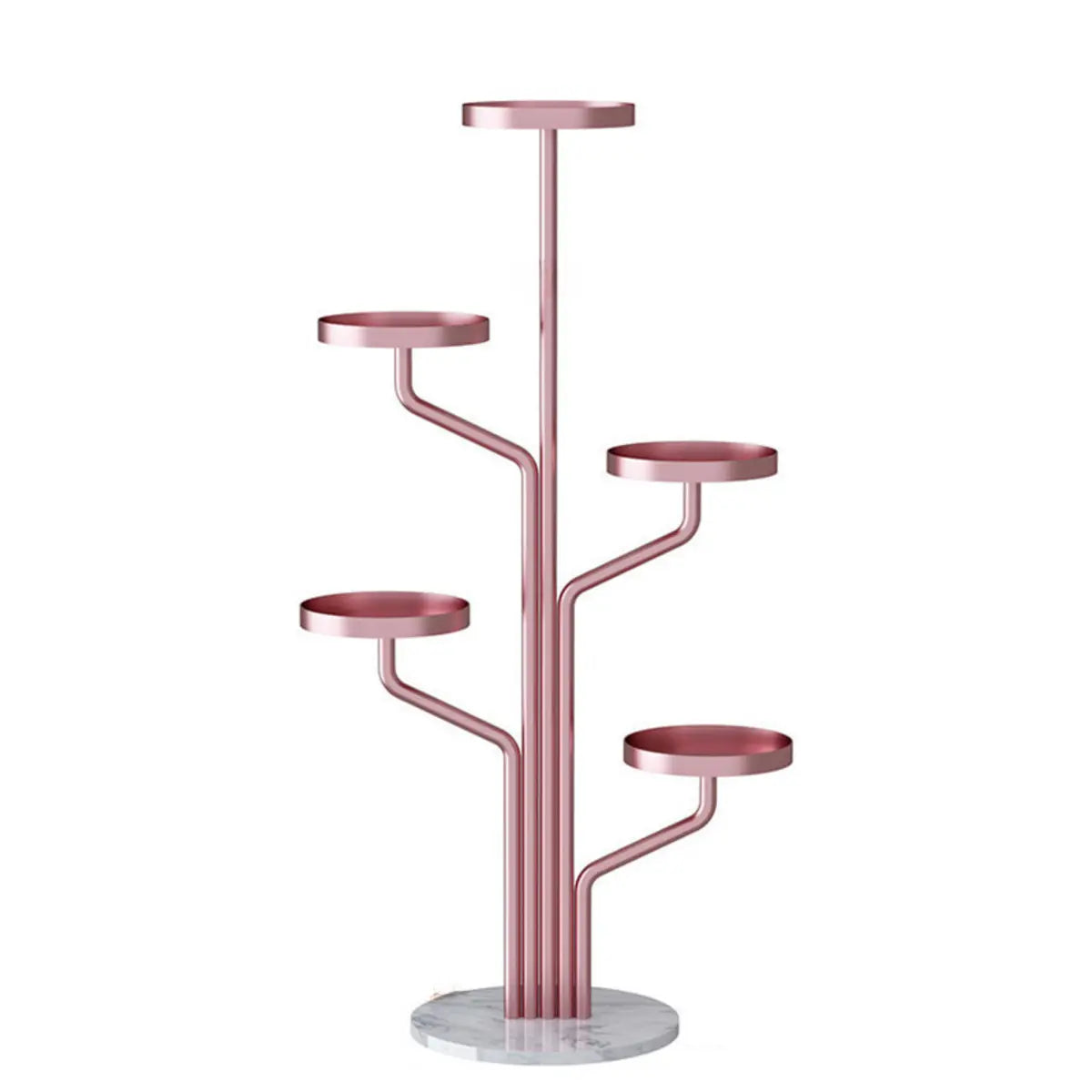 Artistic Tree Shape Tiered Tray Metal Plant Stand Gold Image - 18