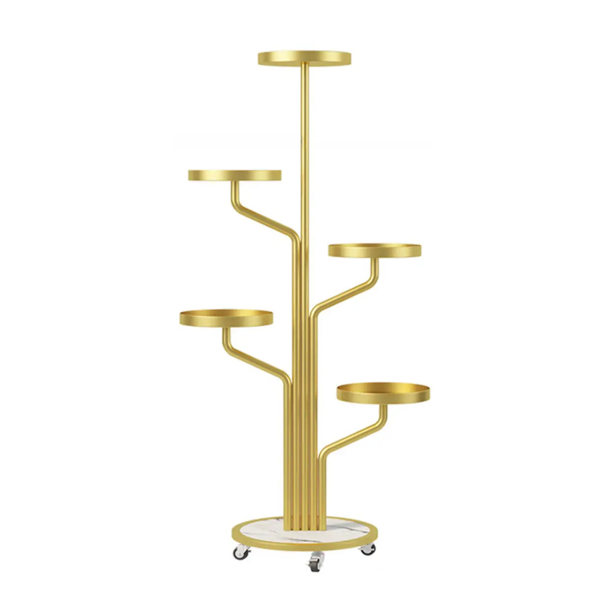 Artistic Tree Shape Tiered Tray Metal Plant Stand Gold Image - 21