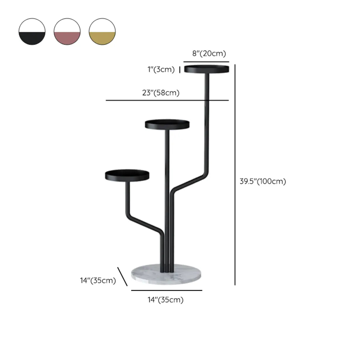 Artistic Tree Shape Tiered Tray Metal Plant Stand Gold 